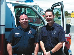 L to R: Capt. Ralph Vickrey, EMS coordinator, and Tony Palato, paramedic and organizer of the EMS Open House at Station 63.