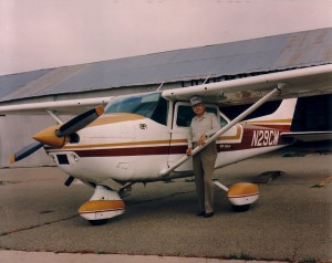 Cole Kugel with his Cessna 182; its call letters, two-nine Charlie Mike, actually stand for Cole and Mildred.