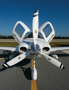 The SR22’s large, swooping-angled back doors make it easy to get in or out of the aircraft.
