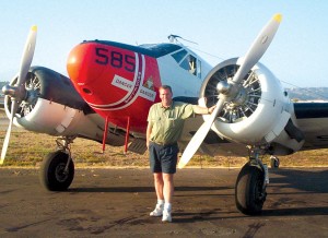 Taigh Ramey and his Twin Beech #29585, which was originally flown during WWII as an SNB-2C navigational trainer, but was later converted to its present RC-45J configuration as a photoreconnaissance trainer. You can take a ride in it for only $40.