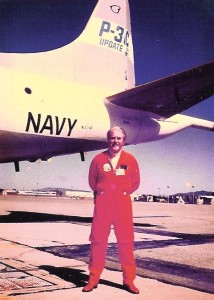 Adolph Wysocan, pictured with the Lockheed P-3 Orion, has logged many hours on this airplane as the flight test engineer.