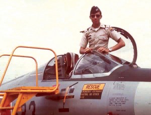 A former aviator, Jeff Greene has formed firm bonds with the Flying Tiger pilots. Here, Air Cadet Greene poses in the cockpit of a Japan Air Self-Defense Force Lockheed F-104 Starfighter in Miyazaki, Japan, in August 1971.