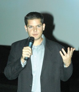 Brian J. Terwilliger answers questions from audience members after the Denver premiere of his film celebrating the romance of flying.