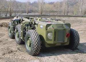 The “Spinner,” an unmanned ground combat vehicle, utilizes UQM motors in each of its six wheels and is virtually impossible to turn over.