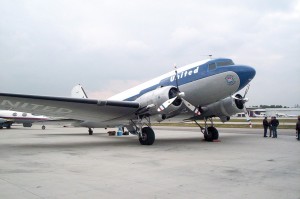At the request of the National Aviation Hall of Fame, Clay Lacy coordinated and led the anniversary flight in his executive DC-3, “Mainliner O’Connor.”