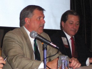 Centennial Airport Director Robert Olislagers (left) addresses the audience in the GA session. Also pictured is Henry Ogrodzinski, president and CEO of the National Association of State Aviation Officials.