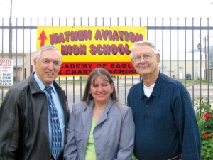 L to R: Wes Blasjo, Wathen Foundation High School principal and teacher; Dara DeVicariis, teacher and education specialist; and Dr. Arthur Peterson, president of the Wathen Foundation's Air Academy.