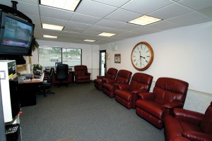 The pilot’s lounge features Internet access stations, satellite television and eight La-Z-Boy recliners.