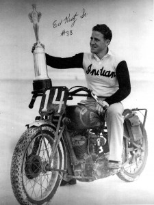 The elder Ed Kretz celebrates his victory at the inaugural Daytona 200 in 1937.