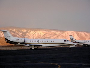 The sun rises over a Legacy executive aircraft at Rifle Jet Center. The airport is becoming a regional hub for private, charter and corporate aircraft.