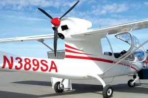 The wrap-around canopy of the Sky Arrow 600 Sport gives pilot and passenger excellent visibility, while the rear propeller pushes the aircraft through the sky at a cruise speed of 95 knots.