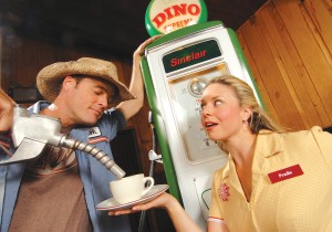 L to R: Gary Floyd as L.M. and Christine Rowan as Prudie Cupp star in the Country Dinner Playhouse Production of “Pump Boys and Dinettes” playing through June 25.