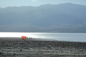 The salty but rare presence of water offers uncommon recreation at Death Valley.