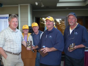 Second place winners, Haggan Aviation, won $50 each. Brent Williams, Gwen Balk (Centennial Airport), Gil Utterback (Denver jetCenter), Jerry Owen, Mike Thomas and Geno Haggan (not pictured).