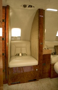 This area just behind the cockpit may look like just another seat in Best Jet’s interior conversion, but it really doubles as a private forward lavatory.