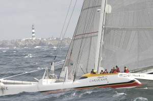 As the skipper of Cheyenne, Steve Fossett set the world record for fastest circumnavigation around the world in 2004. The official start/finish line of the World Sailing Speed Record Council is at the French island of Ouessant.