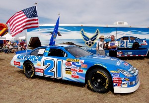 Attendees perused numerous displays, including the #21 backup NASCAR sponsored by the U.S. Air Force.