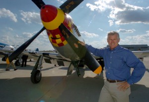 Lee Lauderback, beside Old Crow, is president and CEO of Stallion 51, which will host the Gathering of Mustangs and Legends next September, in conjunction with the National Aviation Hall of Fame and the Columbus Regional Airport Authority.