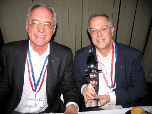 2004 Aviation Entrepreneur of the Year Joe Clark (left) converses with 2005 Entrepreneur of the Year Vern Raburn.