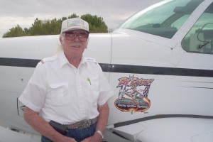 Bob Steele, 87, flew in his Bonanza, Concubine III, which is decorated with several of Brian Dixon’s vinyl decals.