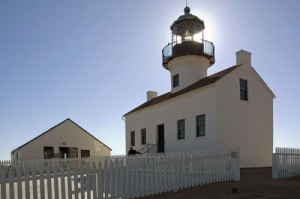 Afternoon sun illuminates Old Point Loma Lighthouse.