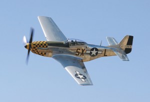 A North American P-51, Upupa Epops, shown flying over Arlington Municipal Airport, is part of Paul Allen’s Flying Heritage Collection. The collection has been at the city airfield since 2004, but will move to larger quarters at Paine Field in 2007.