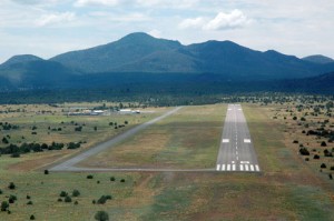 We approach for landing at Clark Memorial Airport in Williams, Ariz. The town and the peak dominating the horizon are named for Bill Williams, pioneer mountain man.