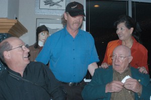 Those helping Bill Bower celebrate his birthday included his son, Jim Bower; Dwight Colburn, owner of the Runway Grill; and the party’s host, Bea Khan Wilhite.