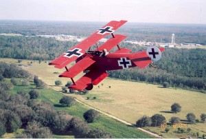 Kermit Weeks’ Fokker triplane is in the colors of the Red Baron.