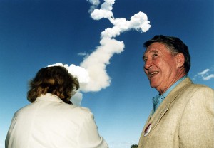 Wally Schirra and wife Josephine were among NASA’s special guests to watch the liftoff of the Space Shuttle Columbia on April 4, 1997.