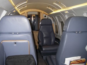 The cabin of the Westwind II seats seven.