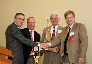 Cirrus co-founders Alan and Dale Klapmeier are the 2007 recipients of the Dr. Godfrey L. Cabot Award, the highest aviation honor given by the Aero Club of NE. L to R: ACONE President Jeff Bauer, Dr. Edmund B. Cabot, John G.L. Cabot and Alan Klapmeier.