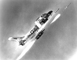The F-86 Sabre jet was developed in the 1940s, following the end of World War II, and was one of the most-produced western jet fighters in the Cold War era. The F-86 Sabre established air superiority over the Russian-built MiG 15.