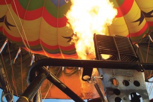 Our 210,000-cubic-foot balloon, Circus Star, had a 42-million-BTU propane “flamethrower” to heat the air in the balloon to 300 degrees Fahrenheit.
