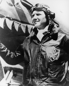 Lt. Col. Tex Hill took command of the 23rd Fighter Group in November 1943. After this P-51A was assigned as his personal plane, his crew chief decorated it with shark’s teeth and painted “The Bullfrog,” his pet name for his wife, on the side of the engine