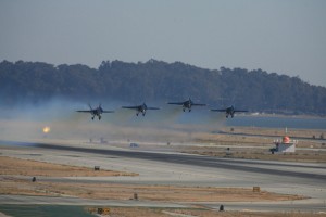 Even though the crowds don’t see takeoff, the Blue Angels team launches with precision as *though millions were watching.