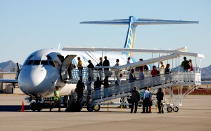 Passengers board Allegiant Air’s first flight to Sioux Falls, S.D.