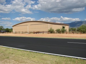 A private hangar in Tucson, Ariz., is currently EagleSpan’s largest curved-roof clear-span at 150 feet.