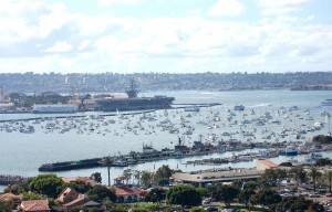 Passengers of more than 500 boats anchored outside the perimeter of the racecourse got a nautical view of the action taking place over San Diego Bay.
