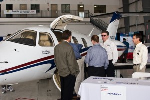 Dr. William Miller and Chris Gables explained the benefits of Jet Alliance’s fractional ownership program for their new Eclipse 500LX.