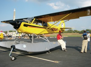 Aircraft on static display included this Aviat Husky on PK floats.
