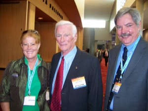 John Gates (right) and Diane G. Wallach (left) visit with Gene Cernan, who participated in the presentation of the Combs Gates Award.