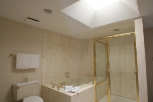 The executive suites boast skylights in every bathroom.