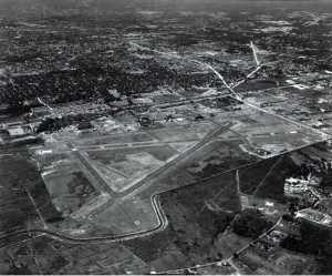 Community encroachment on TEB has forced the closure of Runway 32 (lower middle), shown in this 1960 photo. Today the community is as close to the airport as zoning will permit.