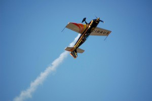Three-time U.S. National Aerobatic Champion Patty Wagstaff, the first woman ever to win this title, flies a Cirrus Extra 300S. The original barnstormers never had the power of this kind of airplane but they still thrilled the crowd.