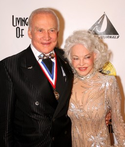 Dr. Buzz Aldrin and wife Lois on the red carpet at the 5th annual Living Legends of Aviation award ceremony.
