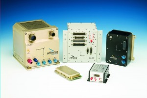 GuideStar models range in size/weight from 0.25 lbs. (small gold box left front) to six lbs. (GS-511 top left) to meet the needs of different aircraft.