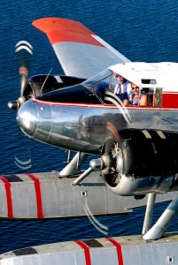 Joe Sheble (left) and Tom Allen flew the Twin Beech floatplane on an exciting cross-country flight from the Minnesota lake region to Bullhead City, in the Arizona desert.