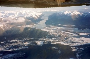 With a dearth of level land around Juneau, Alaska, pilots must normally practice training maneuvers over water.
