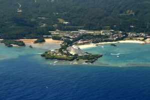 The Manza Beach Hotel is a popular Okinawa flight landmark.